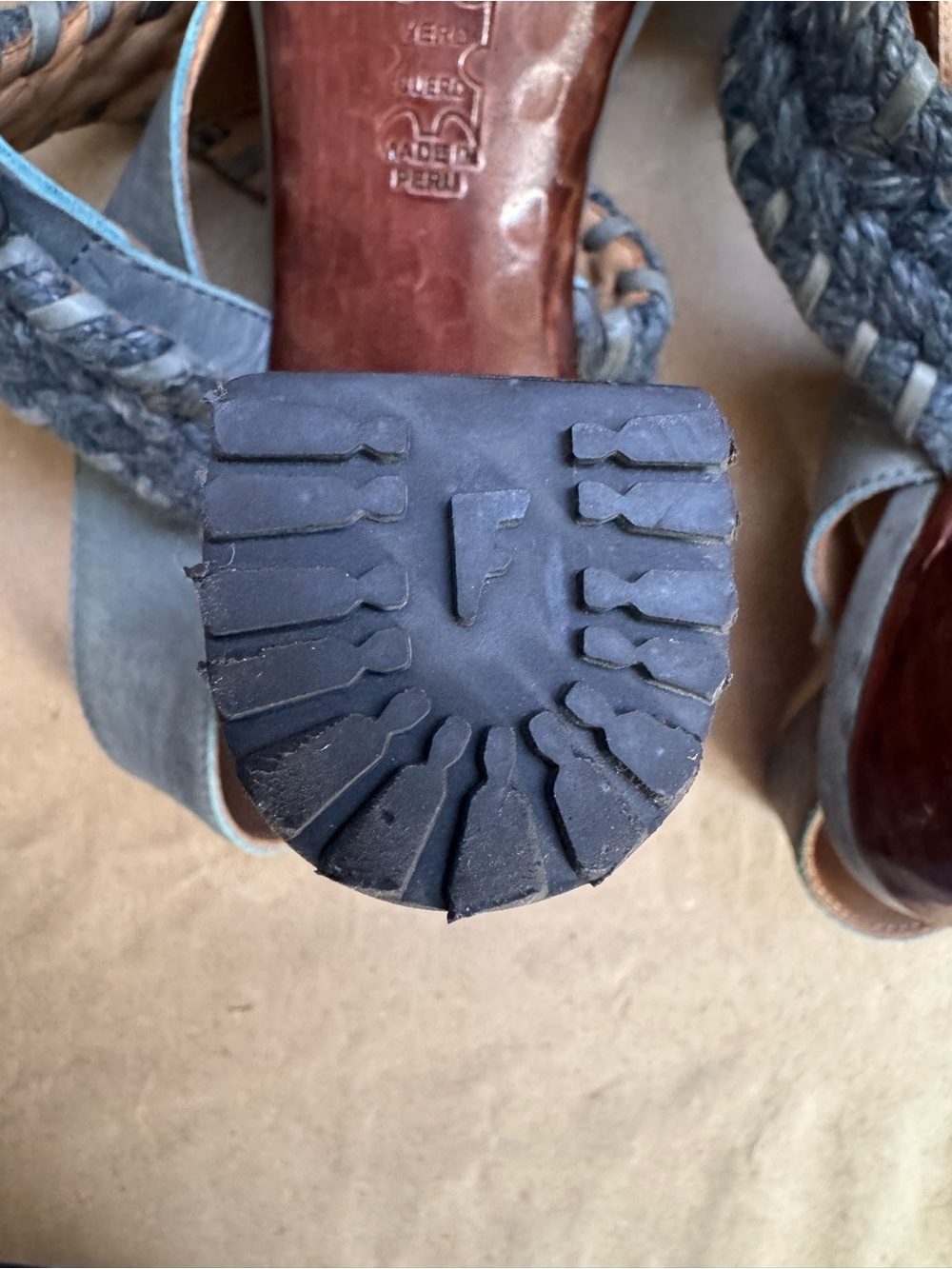 John Fluevog Tuggawar Hopscotch Leather Woven Fibre Strappy Heeled Sandals. 11.5 - Picture 7 of 15